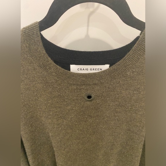 Craig Green Men’s XL cashmere sweater, olive green front, black back, worn once - Picture 4 of 8